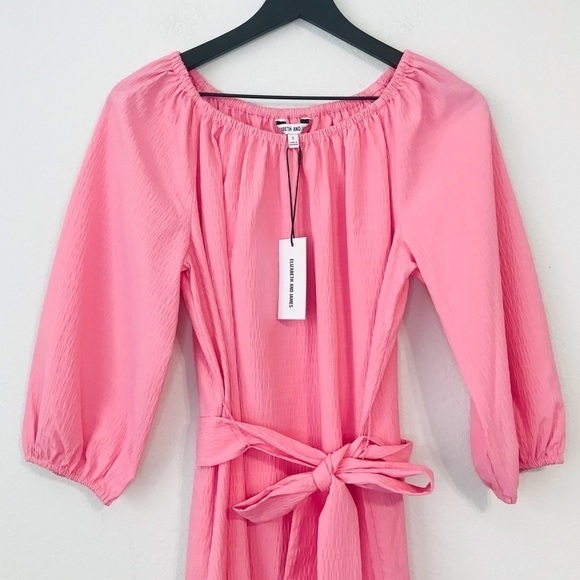 New! Elizabeth and James Bohemian Peasant Barbie Pink Gauzy Oversized Dress - Picture 6 of 12